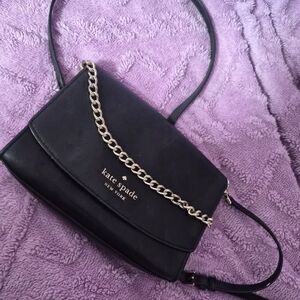 Kate Spade Black Crossbody Bag with Silver Chain Accent